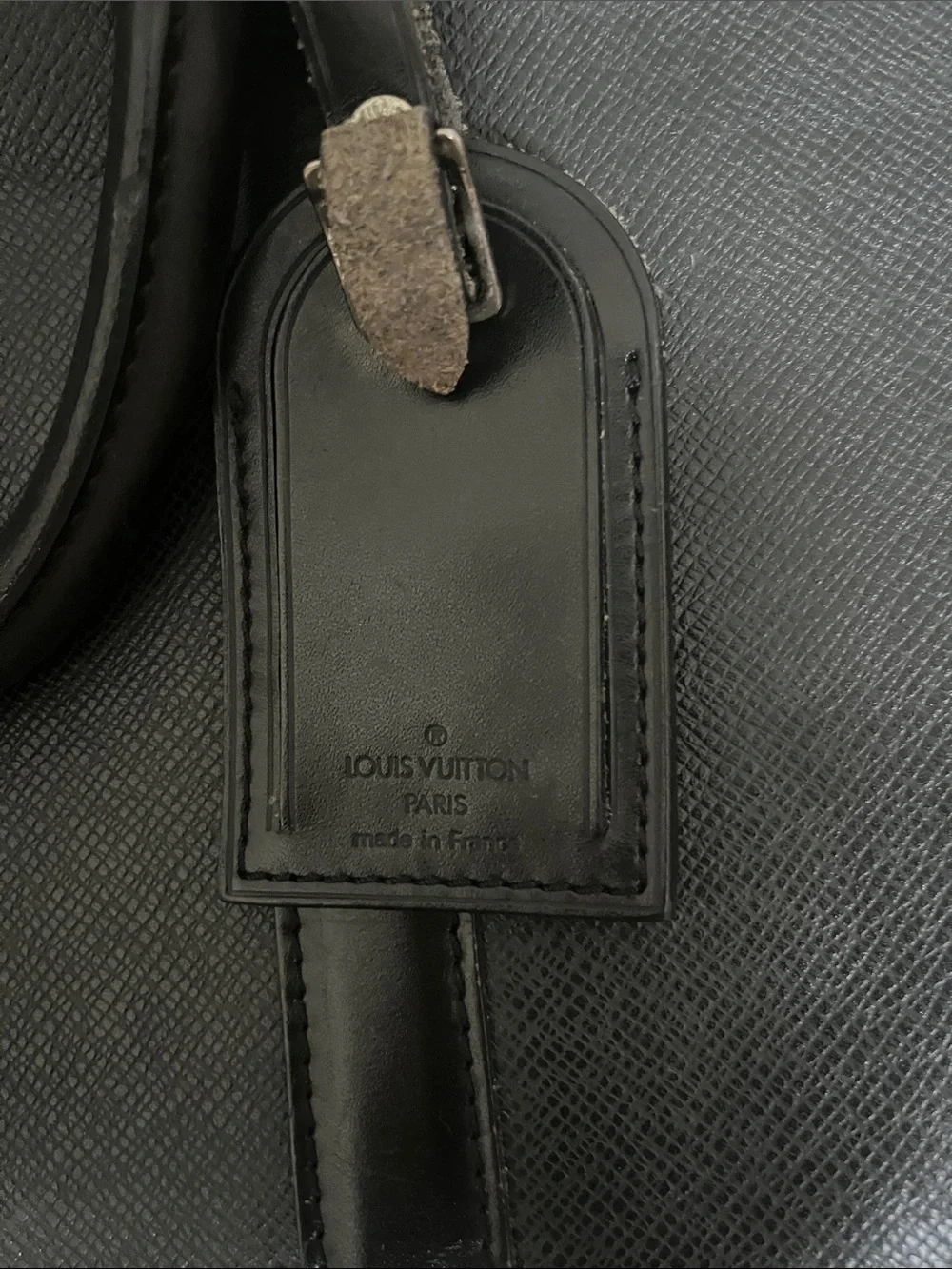 Louis Vuitton Black Leather Travel Duffle Bag